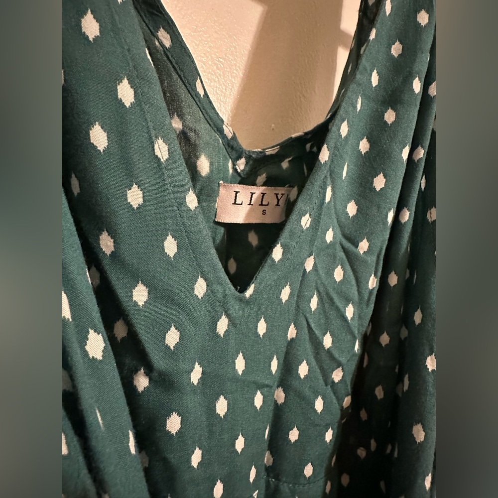 Unique Indonesian designer green, white polka jumper